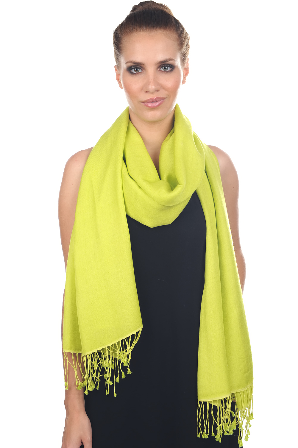 Cashmere & Silk ladies shawls platine lime punch 204 cm x 92 cm